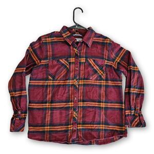 Natural Reflections Women Flannel Plaid Cotton Shirt Size L Taylor Basspro